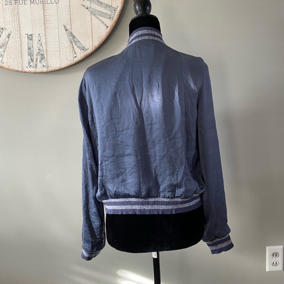 Lucy Paris Satin Bomber Jacket Clara Glitter Striped Medium - Picture 5 of 16